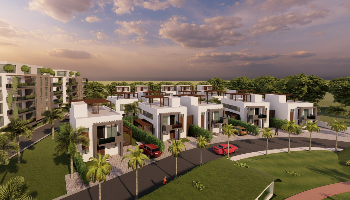 Aerial view of Amba Gardens luxury development in Spintex, Accra