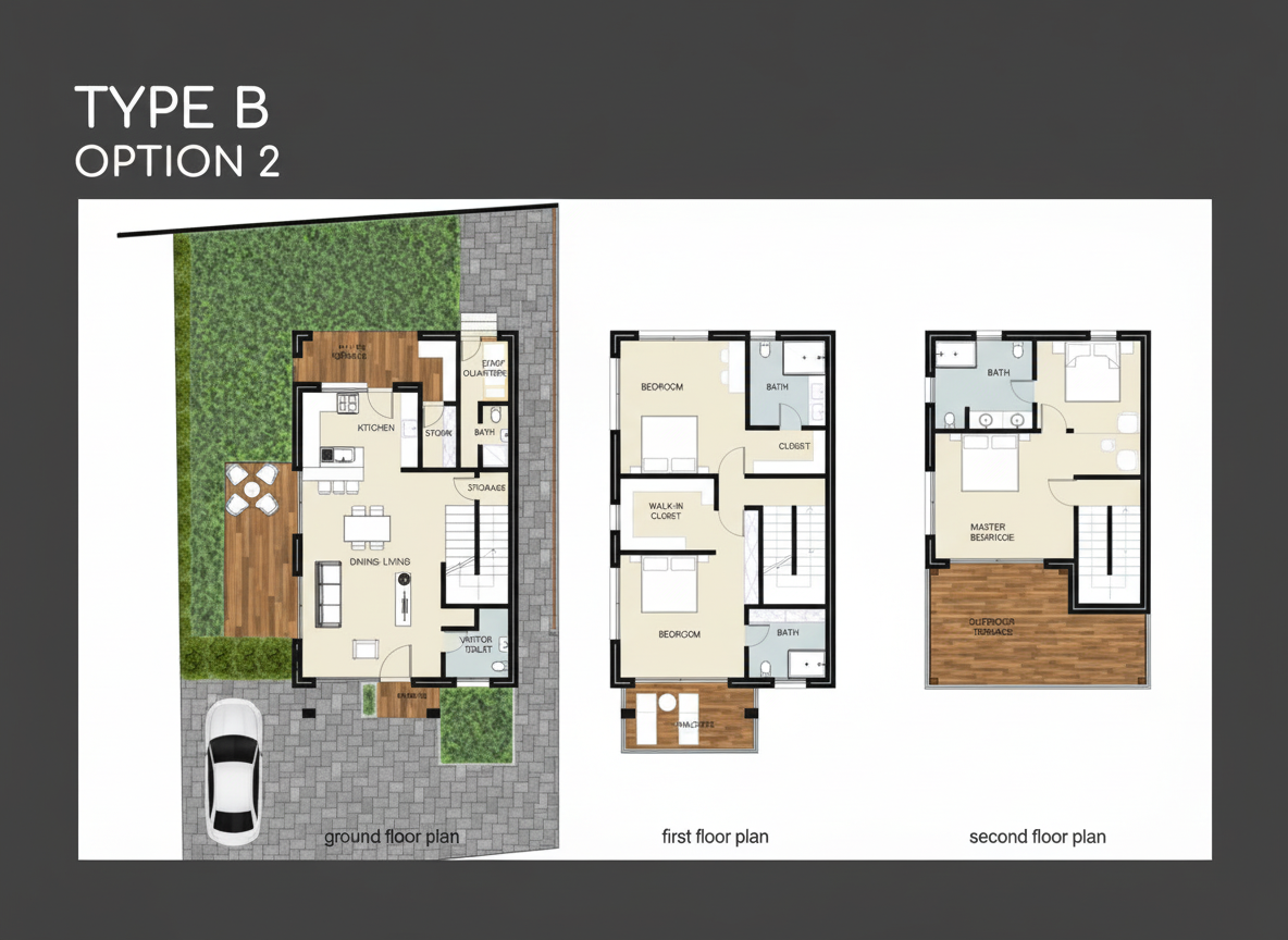 Amba Gardens Type B Option 2 Townhouse Floor Plan โ master suite layout